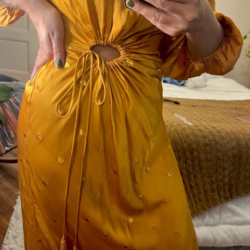 FARM Rio Mustard Long Sleeve Dress - Picture 3 of 13